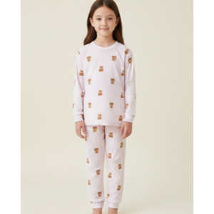 Çizgili Peluş Ayı Pijama Takımı